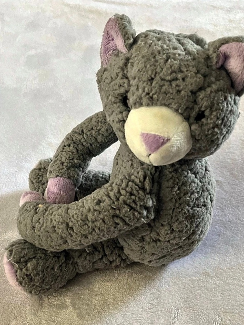 13” DMC Plush Chenille Grey Cat Kitten Stuffed Animal HTF
